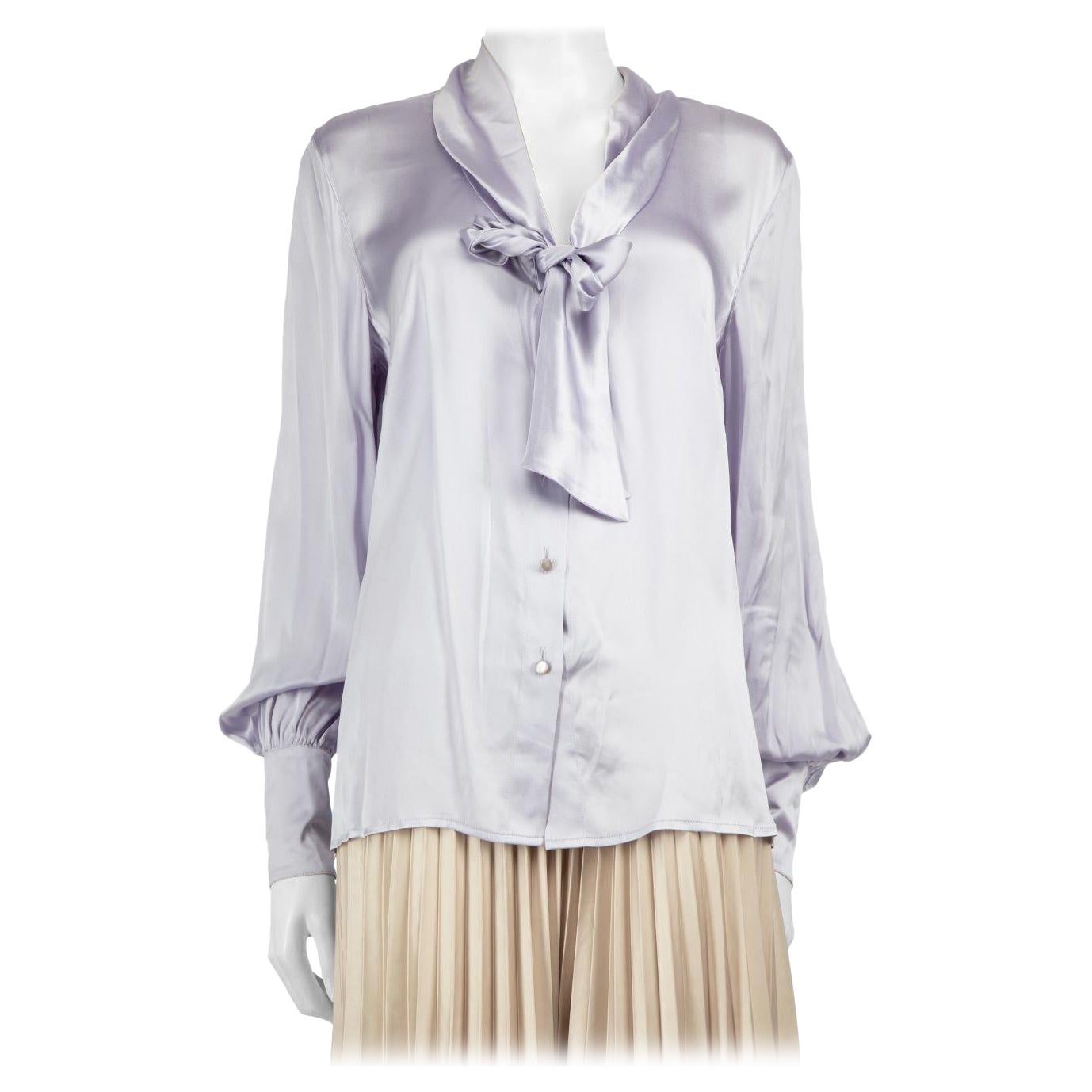 Escada Lilac Silk Long Sleeve Blouse Size L For Sale