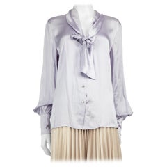 Escada Lilac Silk Long Sleeve Blouse Size L