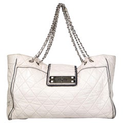 Chanel 2008-2009 Ecru Leather Mademoiselle Lock East West Quilted Tote