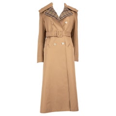 Gucci Brown Butterfly Detail Belted Trench Coat Size S