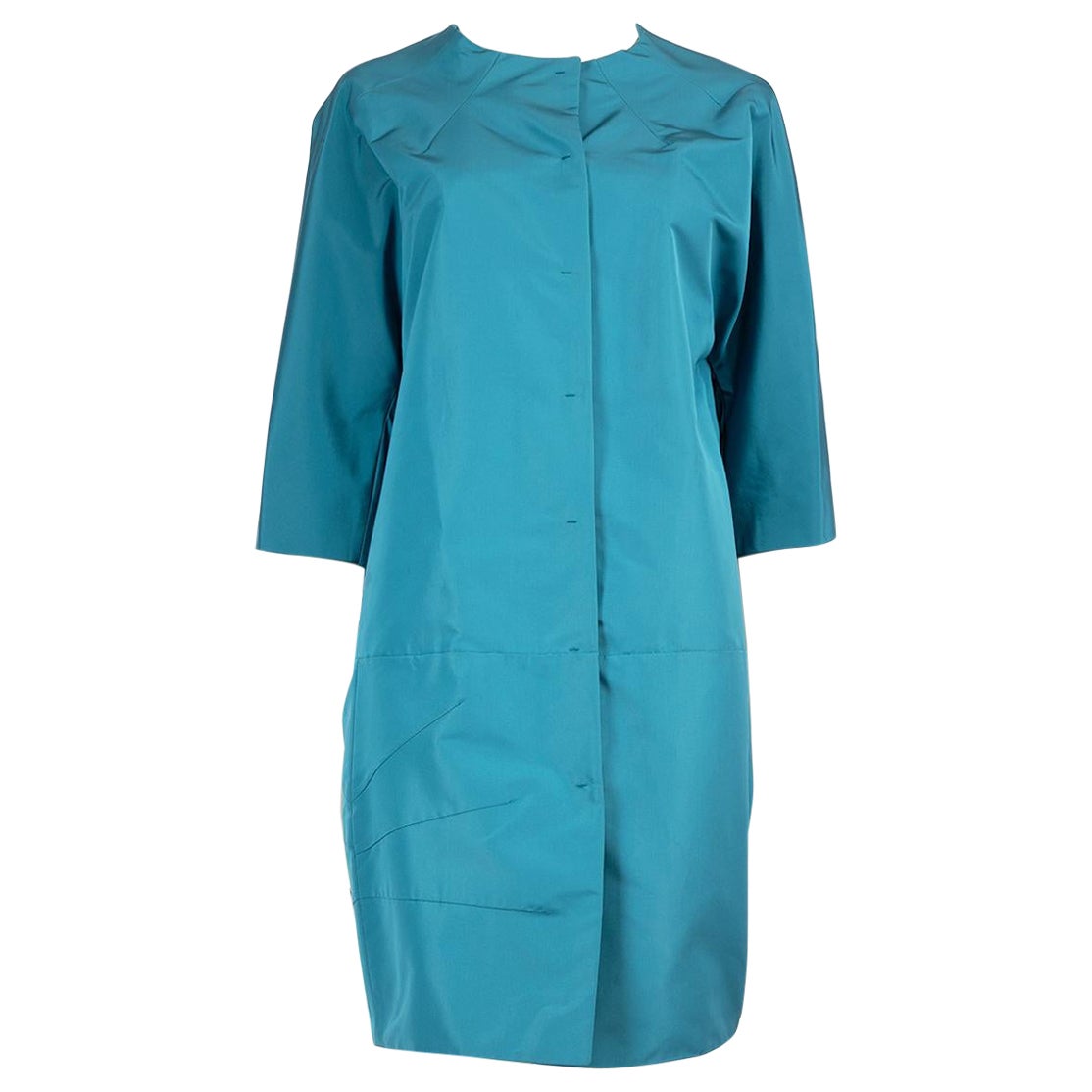 Prada Blue Mid Length Coat Size L For Sale