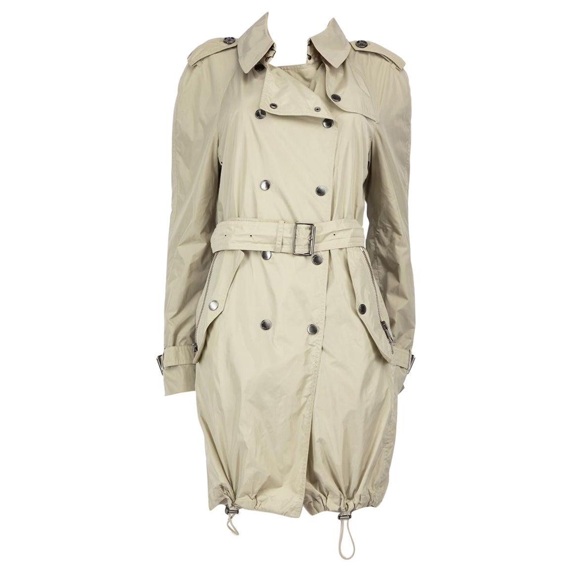 Burberry Ecru Belted Trench Rain Coat Size M For Sale