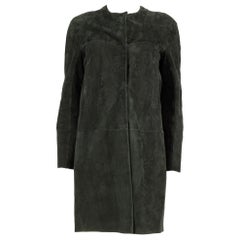 Max Mara Green Suede Mid-Length Coat Size XS