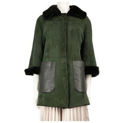Used Dolce & Gabbana Green Suede Shearling Coat Size S