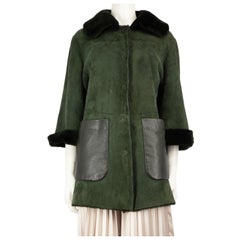 Dolce & Gabbana Manteau en daim vert et peau de mouton, taille S