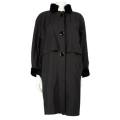 Saint Laurent Black Faux Fur Lined Coat Size M