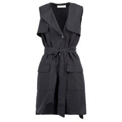 Used Max Mara Navy Sleeveless Belted Coat Size M