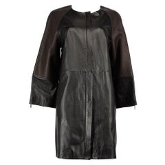 Amanda Wakeley Black Leather Mid Length Coat Size XL