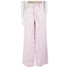 Ganni Pink Denim Floral Pattern Jeans Size M