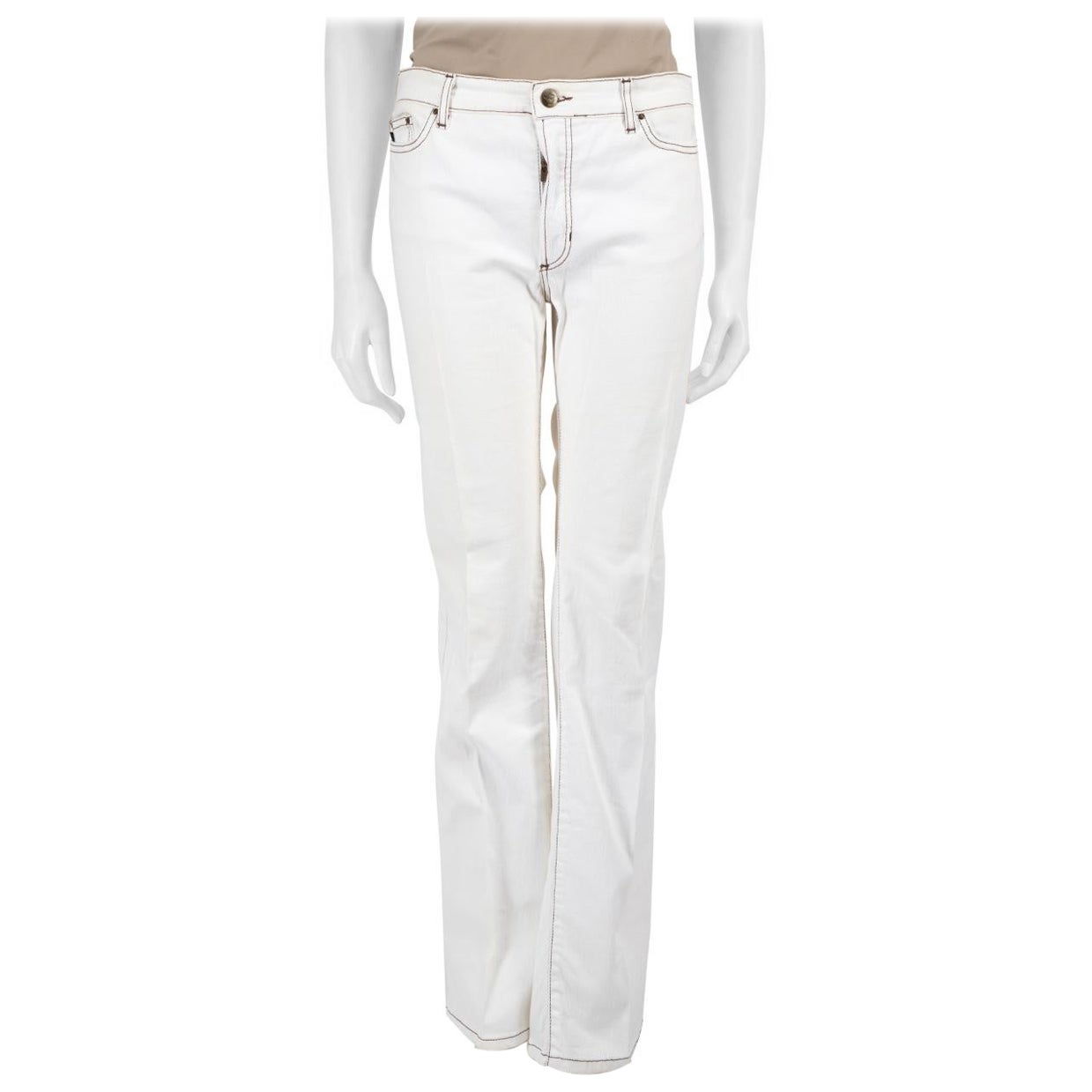 Roberto Cavalli White Denim Contrast Stitch Jeans Size L For Sale