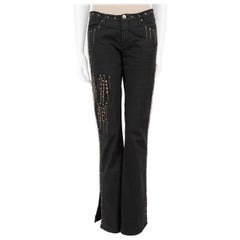 Versace Black Denim Studded Chain Flared Jeans Size L