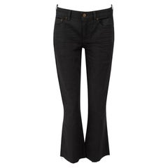 Saint Laurent Black Frayed Hem Straight Leg Jeans Size S