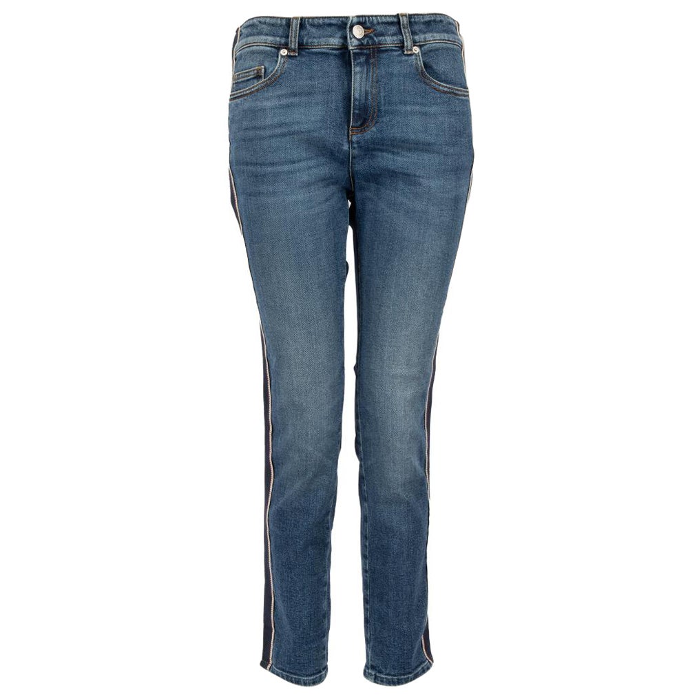 Alexander McQueen Blue Denim Side Tape Jeans Size L For Sale