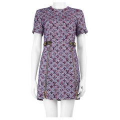 Louis Vuitton - Mini robe bleue en tweed avec monogramme, taille XS
