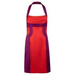 Karen Millen Rotes & lila Kleid mit Neckholder-Paneel Größe XL