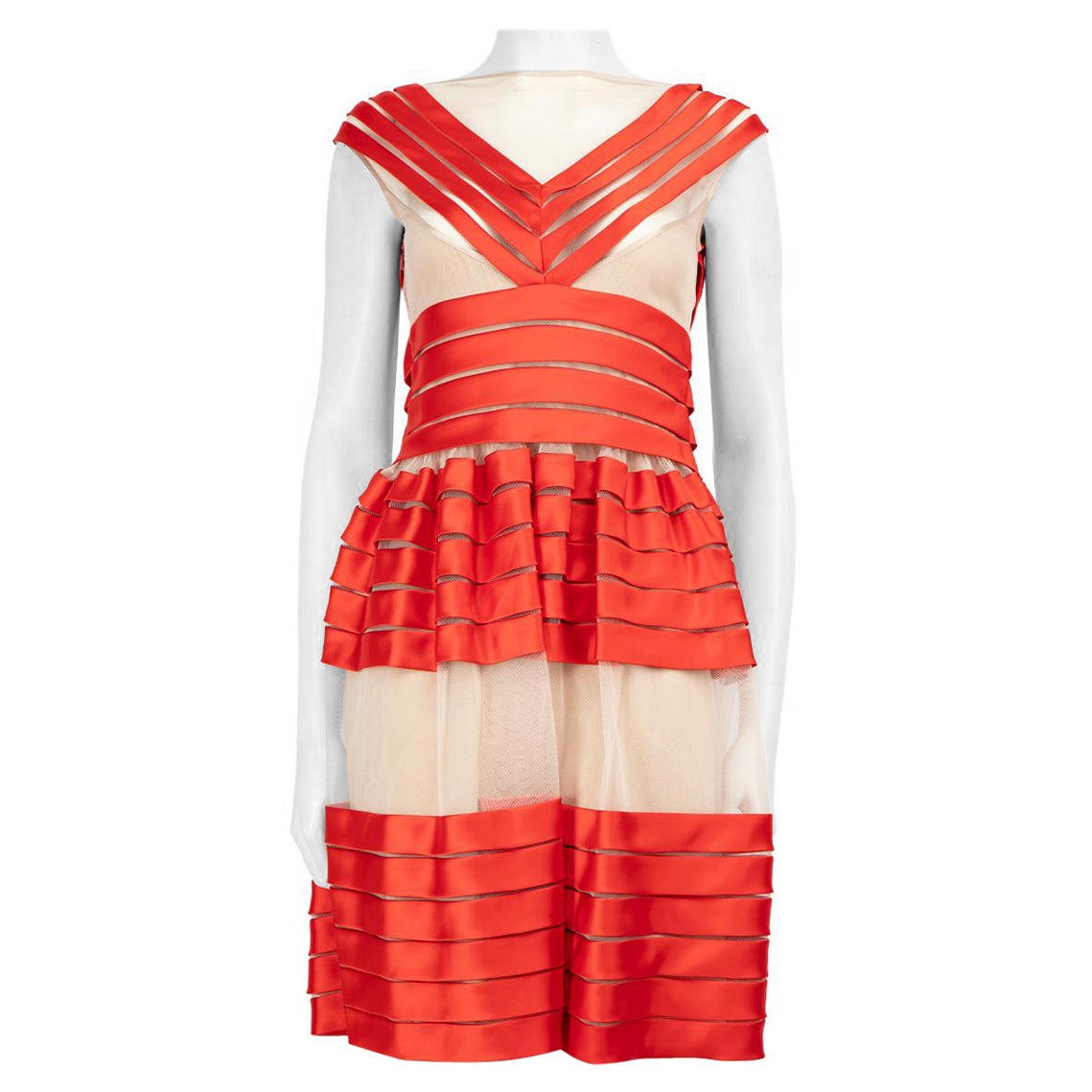 Temperley London Red Pleated Accent Mini Dress Size S For Sale