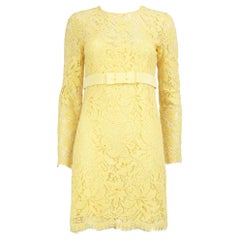 Temperley London Yellow Lace Bow Accent Mini Dress Size S