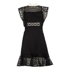 Sandro Black Lace Pattern Panelled Mini Dress Size XS