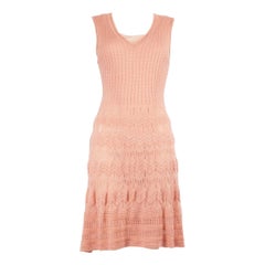M Missoni M Missoni Pink V-Neck Pattern Knit Dress Size M