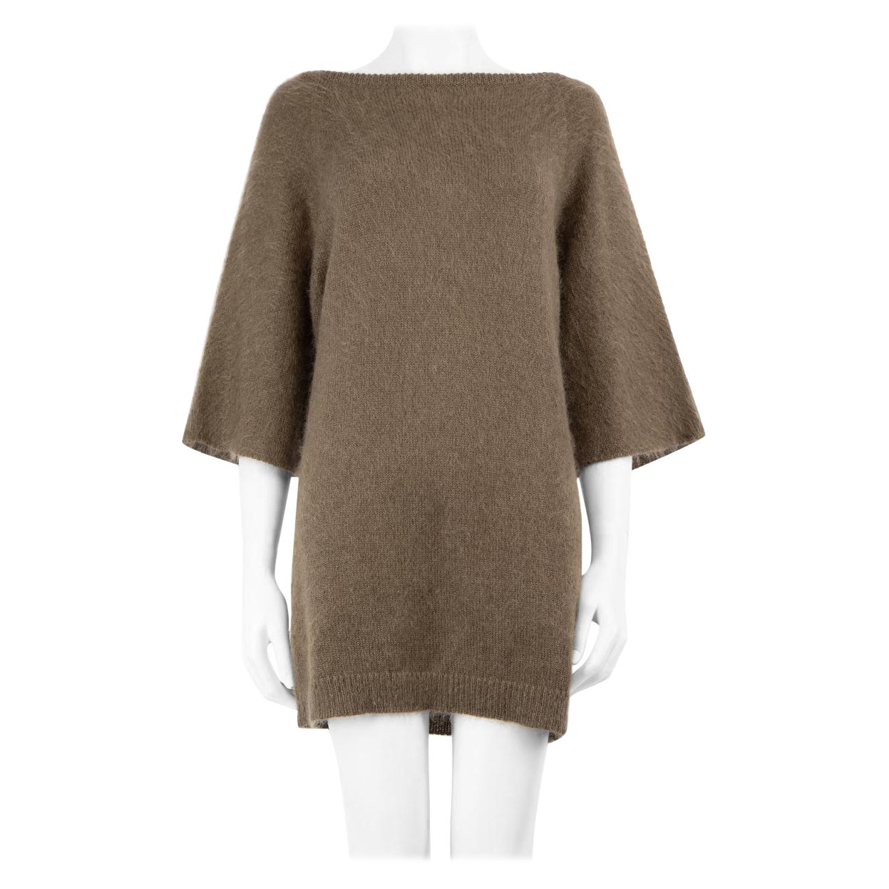 Hermès Khaki Wool Short Sleeves Knit Jumper Dress Size L For Sale
