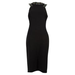 Used Badgley Mischka Black Embellished Midi Dress Size L