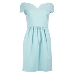 Moschino Blaues Sweetheart-Minikleid mit Rundhalsausschnitt Größe M