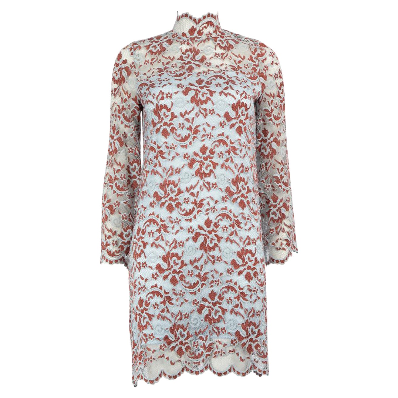 Ganni Floral Lace High Neck Dress Size XS For Sale