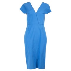 Roland Mouret Blue Sleeveless V-Neck Dress Size L