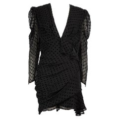 Iro, mini-robe noire à pois et à volants, taille XXL