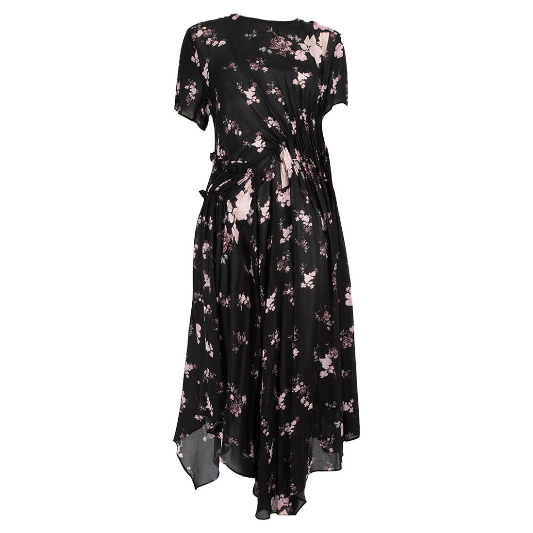 Preen By Thornton Bregazzi Black Floral Midi Dress Size M For Sale