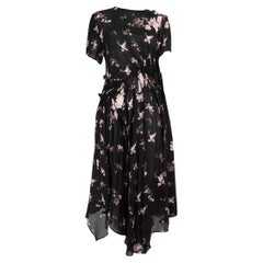 Preen By Thornton Bregazzi Black Floral Midi Dress Size M