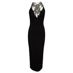 Balmain Black Knit Embellished Midi Dress Size S
