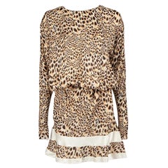 Roberto Cavalli Brown Leopard Print Knee Length Dress Size S