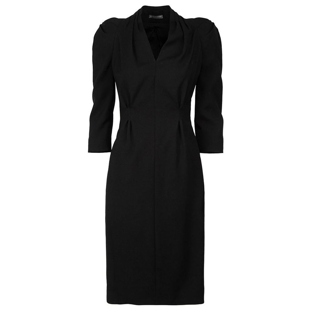 Alexander McQueen Black Wool Shoulder Pad Dress Size XS For Sale