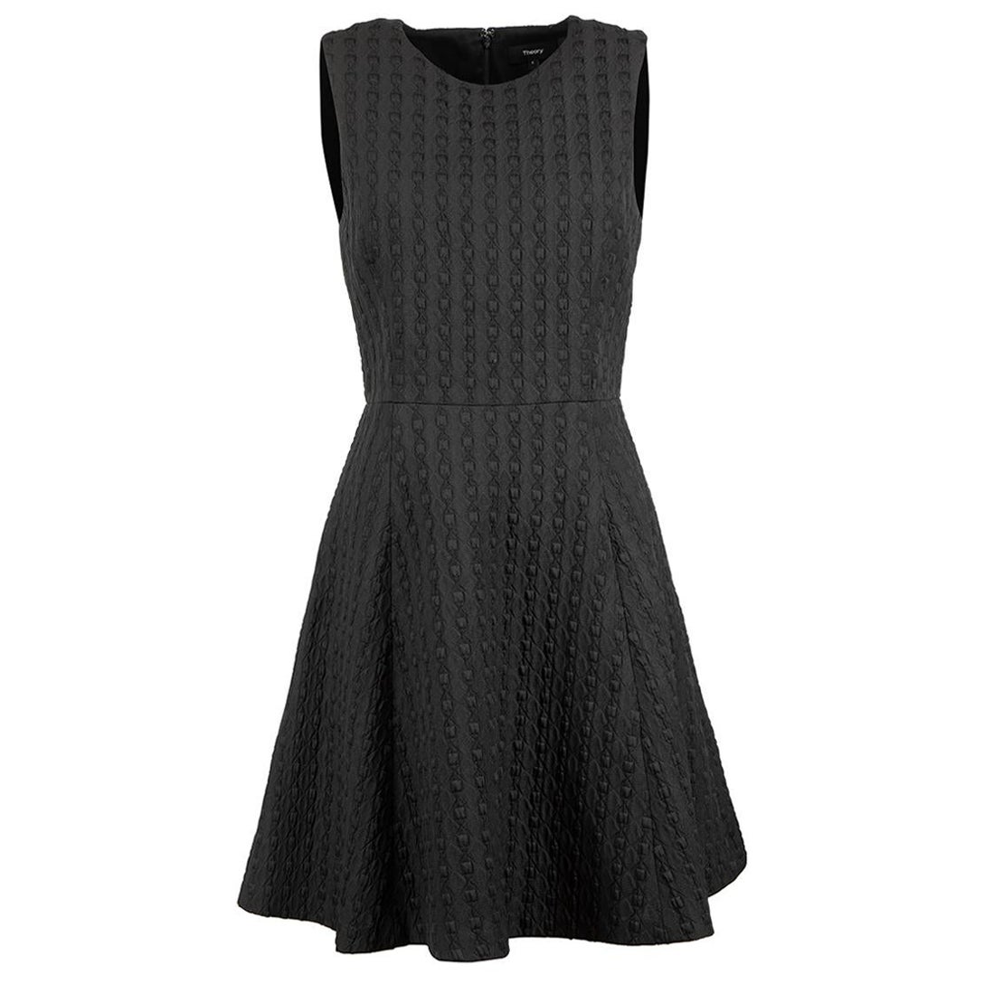 Theory Black Textured Sleeveless Dress Size S For Sale