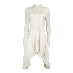 Alexander McQueen White Jacquard Pattern Dress Size S