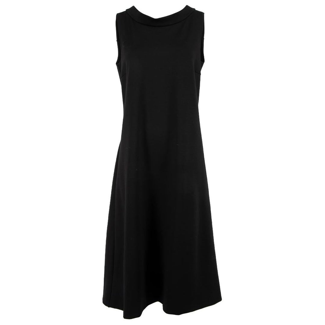 Yves Saint Laurent Black Autumn 2010 Wool Sleeveless Shift Midi Dress Size M For Sale