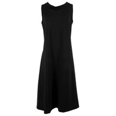 Yves Saint Laurent Black Autumn 2010 Wool Sleeveless Shift Midi Dress Size M