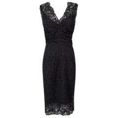 Dolce & Gabbana Navy Lace Ruched Dress Size S