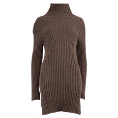Chloé Brown Wool Turtleneck Knit Dress Size S