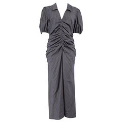 Ganni Grey Pinstripe Ruched Dress Size XXL