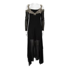 Anne Fontaine Black Lace Trim Detail Maxi Dress Size XL