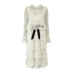 Zimmermann White Lace Ruffle Layered Midi Dress Size S