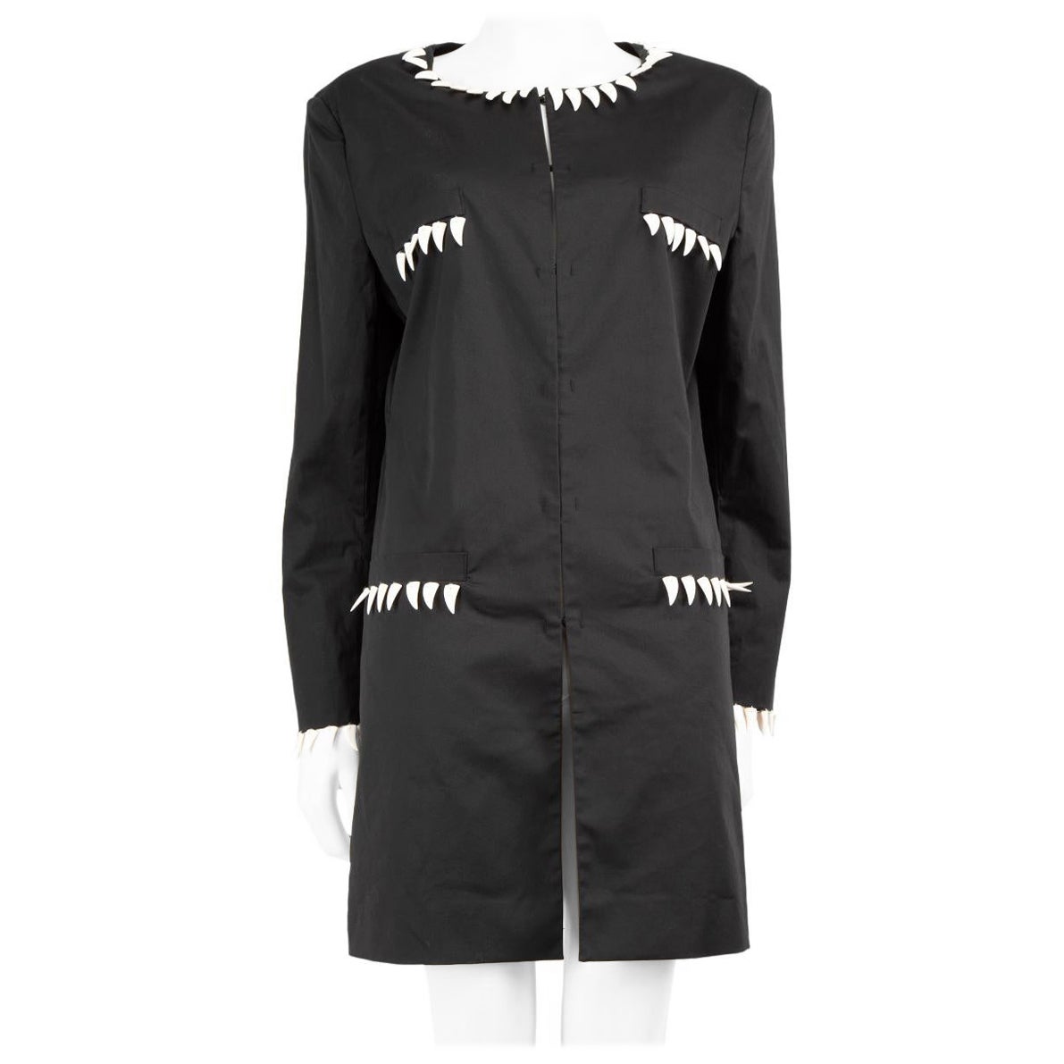 Moschino Black Faux Teeth Embellished Jacket Size XXL For Sale