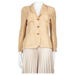 Prada Beige Silk Single Breasted Blazer Jacket Size M