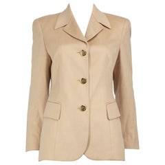 Escada Beige Cashmere Single Breasted Blazer Size S