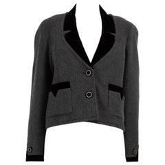 Used Chanel Grey Cashmere CC Chain Button Blazer Size M