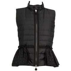 Used Moncler Black Lace Trim Quilted Vest Size L