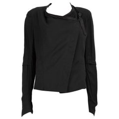 Helmut Lang, veste noire avec boucle et bordure en cuir, taille M