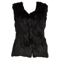Yves Salomon Black Fur Hooded Vest Size S